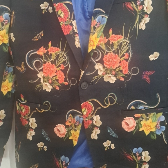 Mens Topman Cotton Floral Blazer. lined sz40R Excellent - Picture 2 of 10